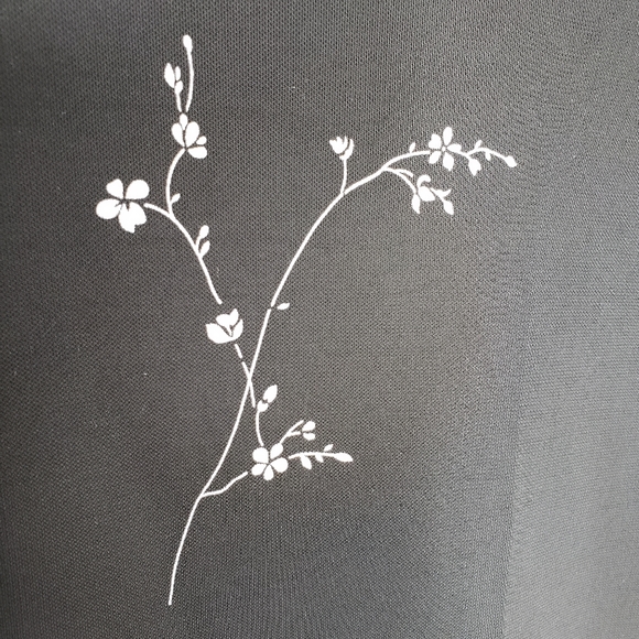 VINTAGE Dress JALATE Black Maxi Sleeveless White Floral Sz S - Picture 3 of 9